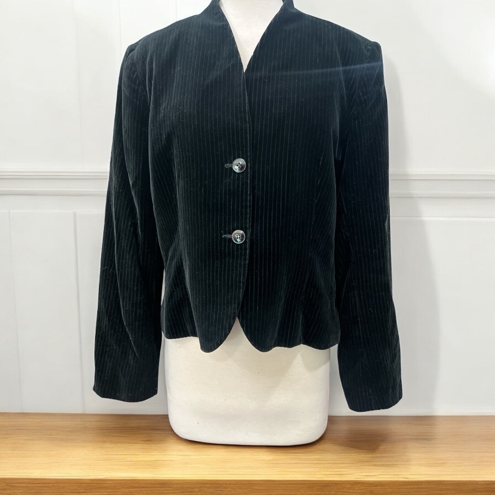 Diane Von Furstenberg Vintage Ribbed Velvet Black Blazer